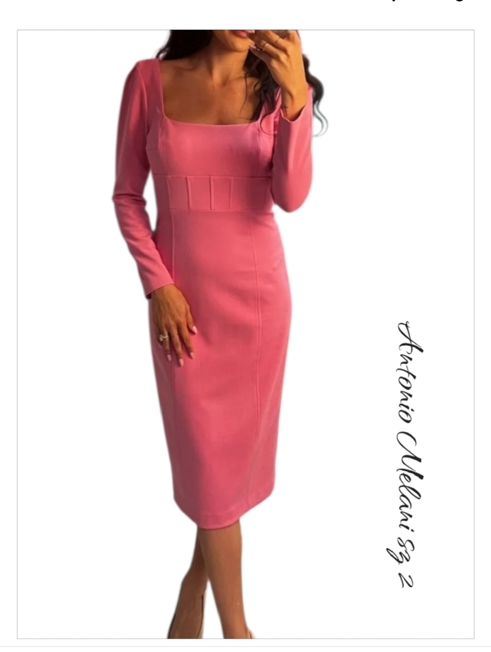 Antonio Melani Bailey Pink Square Neck Midi Dress 2